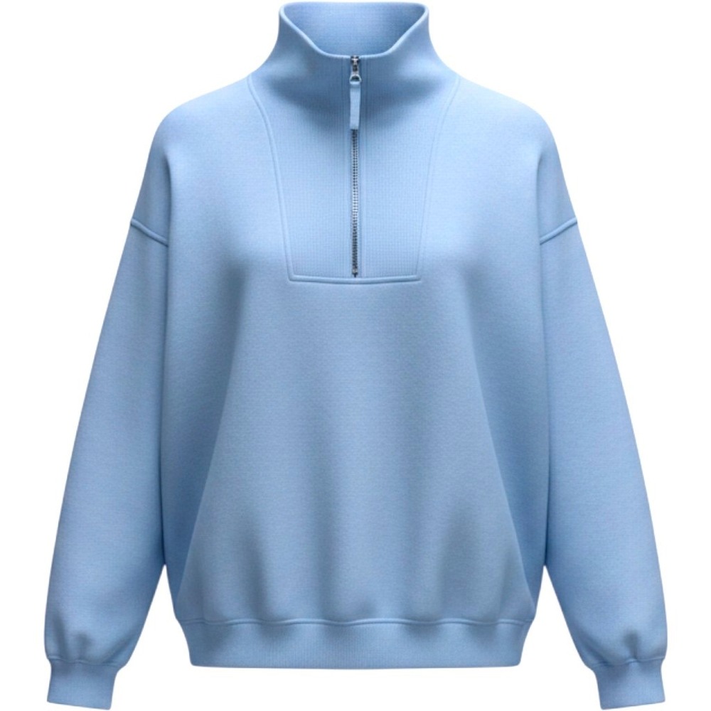 Eddie Bauer Light Blue Quarter Zip Pullover Women's Collared Sweatshirt Sz S NWT